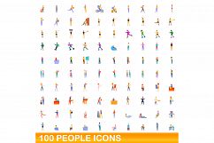 100 people icons set, cartoon style Product Image 1