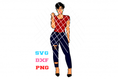 Short Hair Lady svg, Afro svg, Black girl svg Product Image 1