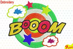 Booom Comic Book Embroidery Design Machine Instant Download Commercial Use digital file icon symbol sign pop superhero Speech Bubbles 148b Product Image 1