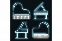 Grand piano icons set vector neon Product Image 1