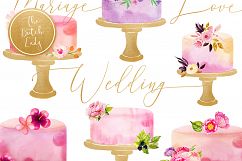 Watercolor Wedding Cake Clipart Product Image 1