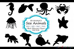 Sea animals silhouette / vector sea animal / sea animal SVG file / EPS vector / sea animals clipart Product Image 1