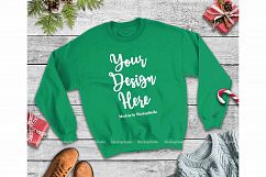 Christmas Winter Party Green Unisex Sweatshirt Mock Up Product Image 1