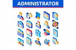 Administrator Business Isometric Icons Set Vector Product Image 1