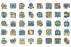 Social project icons set vector flat Product Image 1