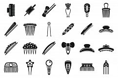 Barrette accessories icons set, simple style Product Image 1