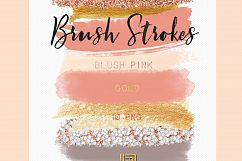 Blush pink. Nude. Gold glitter. Brush Strokes Clip Art . Pink gold collection. Watercolor clipart. Digital Design Resource.  Product Image 3