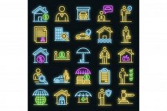 Insurance agent icons set vector neon Product Image 1