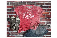 Bella Canvas 3650 Mockup Red Acid Wash Unisex Tshirt Mock Up Product Image 1