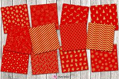 Red and Gold Christmas Digital Paper Product Image 2