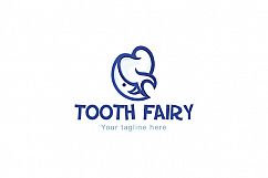 Tooth Fairy - Molar &amp; Smiling Moon Stock Logo Template for Child Oral Care Product Image 1