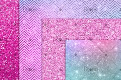 16 Magical Fairy Tale Unicorn Mermaid Glitter Digital Papers Product Image 6