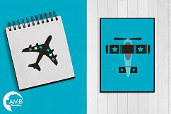 Airplane clipart, Airplane graphics, Biplane, Plane clipart, graphics, illustrations AMB-2268 Product Image 4