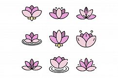 Lotus icons vector flat Product Image 1