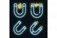 Magnet icons set vector neon Product Image 1