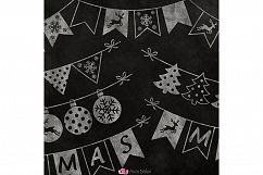 Chalkboard Christmas Bunting banners clipart Product Image 2