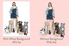 Fashion illustration - Girl with Dogs - Light Skin Product Image 2