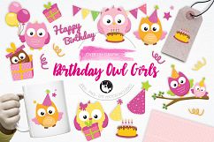 Birthday Owls Girls  graphics and illustrations Product Image 1