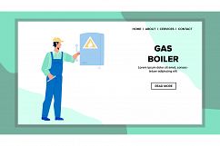 Gas Boiler Equipment Checking Repairman Vector Product Image 1