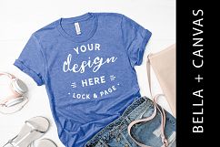 Heather Columbia Blue Bella Canvas 3001 T-Shirt Mockup Product Image 1