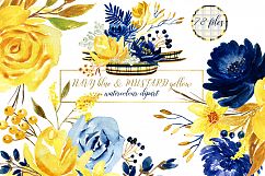 Blue and yellow watercolor flowers Product Image 4