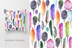 Watercolor bird, feathers, flowers Product Image 1
