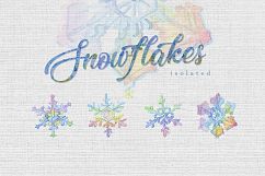 Watercolor colorful snowflakes PNG set Product Image 3