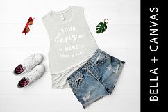 Heather Sand Tank Top Mockup Bella Canvas 8803 Muscle Top Product Image 1