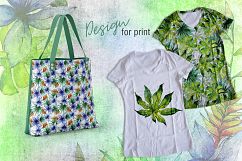 Green tropical leaves PNG watercolor set Product Image 2