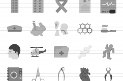 100 Medical General Flat Greyscale Icons Product Image 2