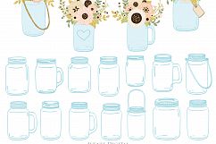 Ivory and Gold Mason Jar Floral Wedding Clipart Product Image 3