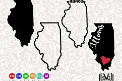 Illinois Designs SVG - Illinois state svg - Illinois prints svg - Illinois outline - Illinois decal designs - Cricut files - Silhouette files Product Image 1