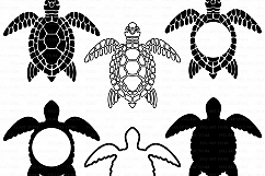 Sea Turtle SVG Files - swimming turtle, sea turtle monogram cut files for Cricut and Silhouette - ocean SVG, dxf, png, jpg files Included Product Image 1