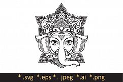 Lord Ganesha. Template for coloring book. Cutting file svg. Vector illustration of Happy Lord Ganesh for Ganpati Chaturthi. Product Image 1