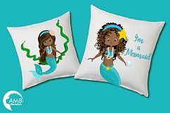 Mermaid Princess clipart, African AMerican Mermaids clipart, graphics, illustrations AMB-1363 Product Image 5