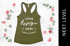 Military Green Tank Top Mockup Next Level 1533 Floral Vest Product Image 1