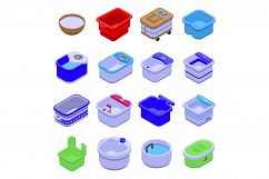 Foot bath icons set, isometric style Product Image 1