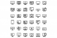 Monitor icons set, outline style Product Image 1