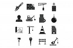 Heavy demolition work icons set, simple style Product Image 1