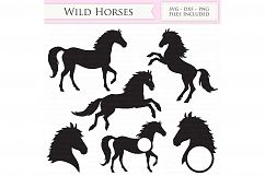 Wild Horses SVG Files - Jumping Horse, Horse head monogram cut files for Cricut and Silhouette - SVG, dxf, png, jpg files Included Product Image 1