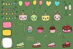 Cute birthday clipart, Party design elements Product Image 4