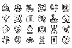 Internet connection icons set, outline style Product Image 1