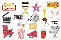 Watercolor Movie Clipart, Movie Clipart, Film Clipart Product Image 2