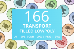166 Transport Filled Low Poly Icons Product Image 1