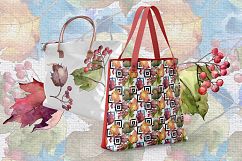 Autumn viburnum leaves PNG watercolor set Product Image 4
