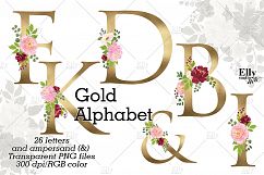 Gold Floral Alphabet Clip Art Product Image 1