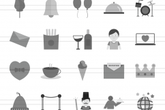 150 Birthday Flat Greyscale Icons Product Image 2