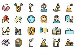 Teen problems icons set vector flat Product Image 1