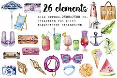 Summertime. Watercolor clip art. Product Image 2