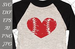 Distressed heart baseball Svg Product Image 1
